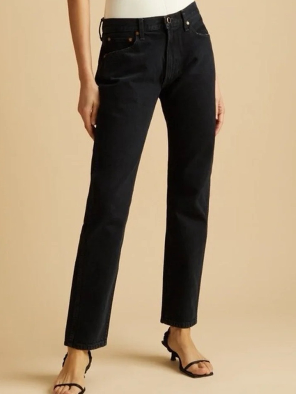 Khaite womens black Kyle straight leg 100% cotton jeans 25